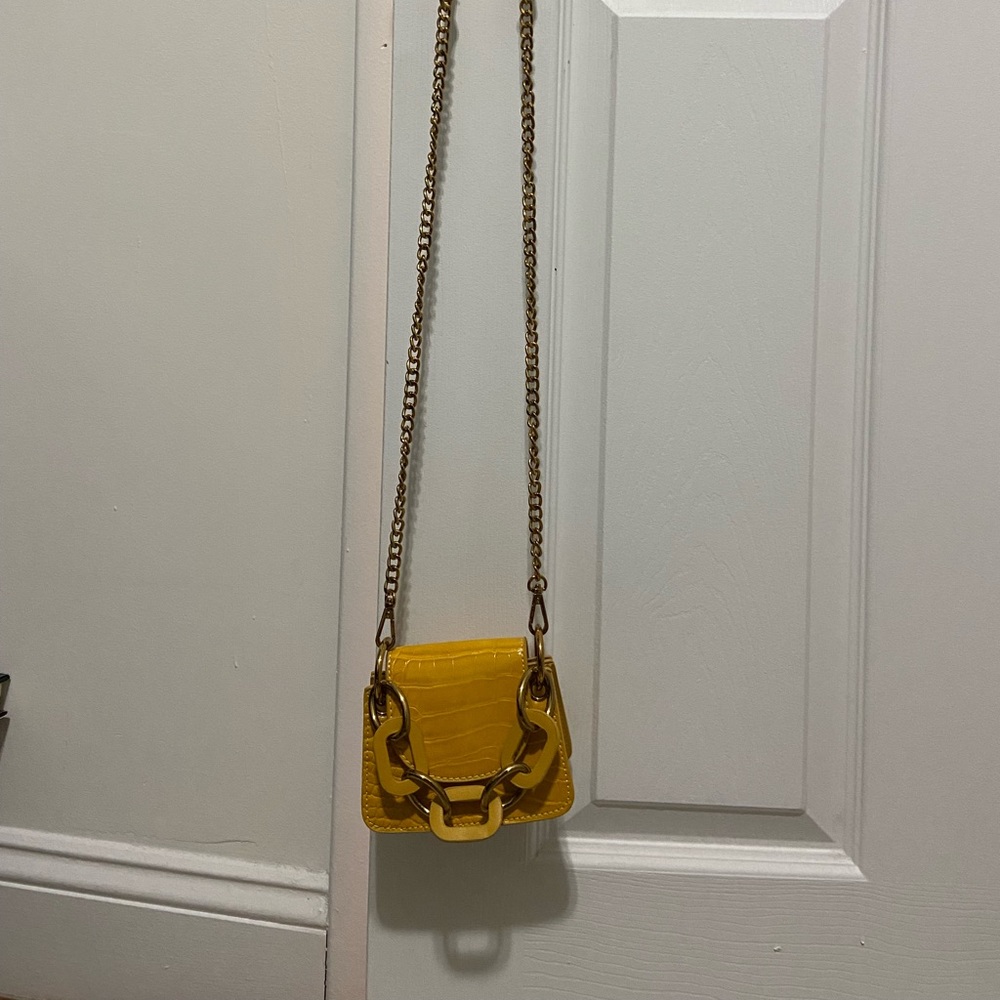 Melie Bianco Mini Yellow Chain Link Crossbody Bag from Anthropologie